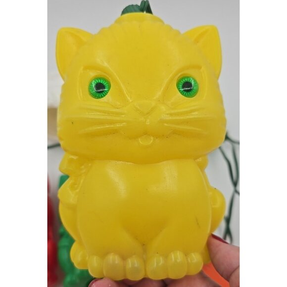 VTG RARE 7 Blow Mold Plastic Cat Kitty Patio RV Camping Party Lites Light String - Picture 5 of 14